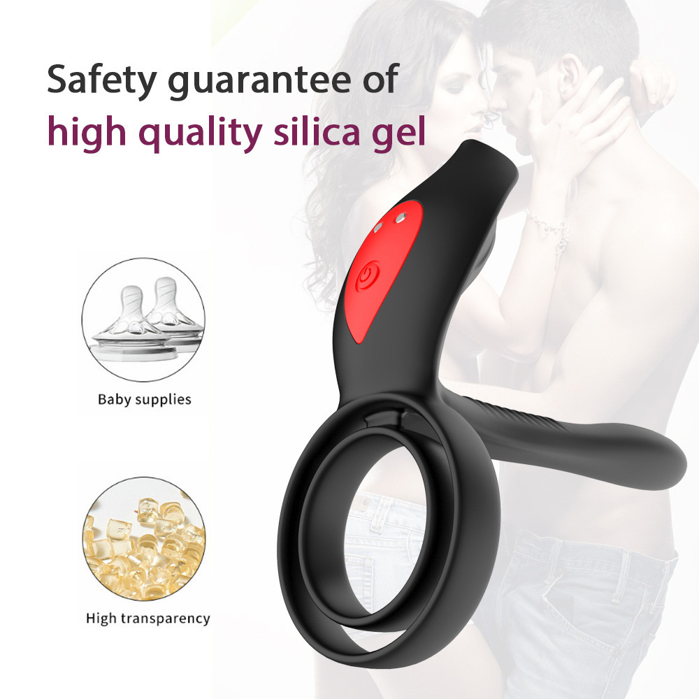 Double Ring Bergetar Penis Vibrator